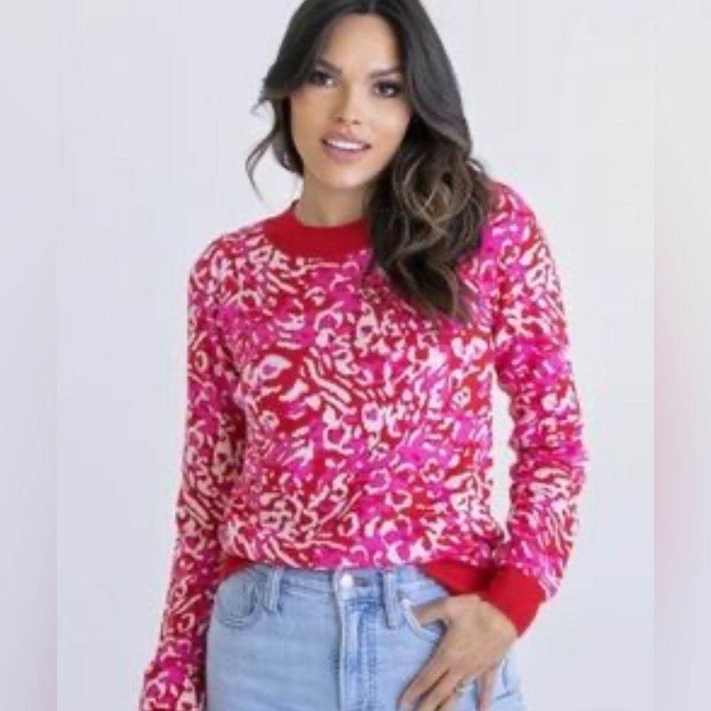 Karlie Sweater Leopard Puff Sleeve